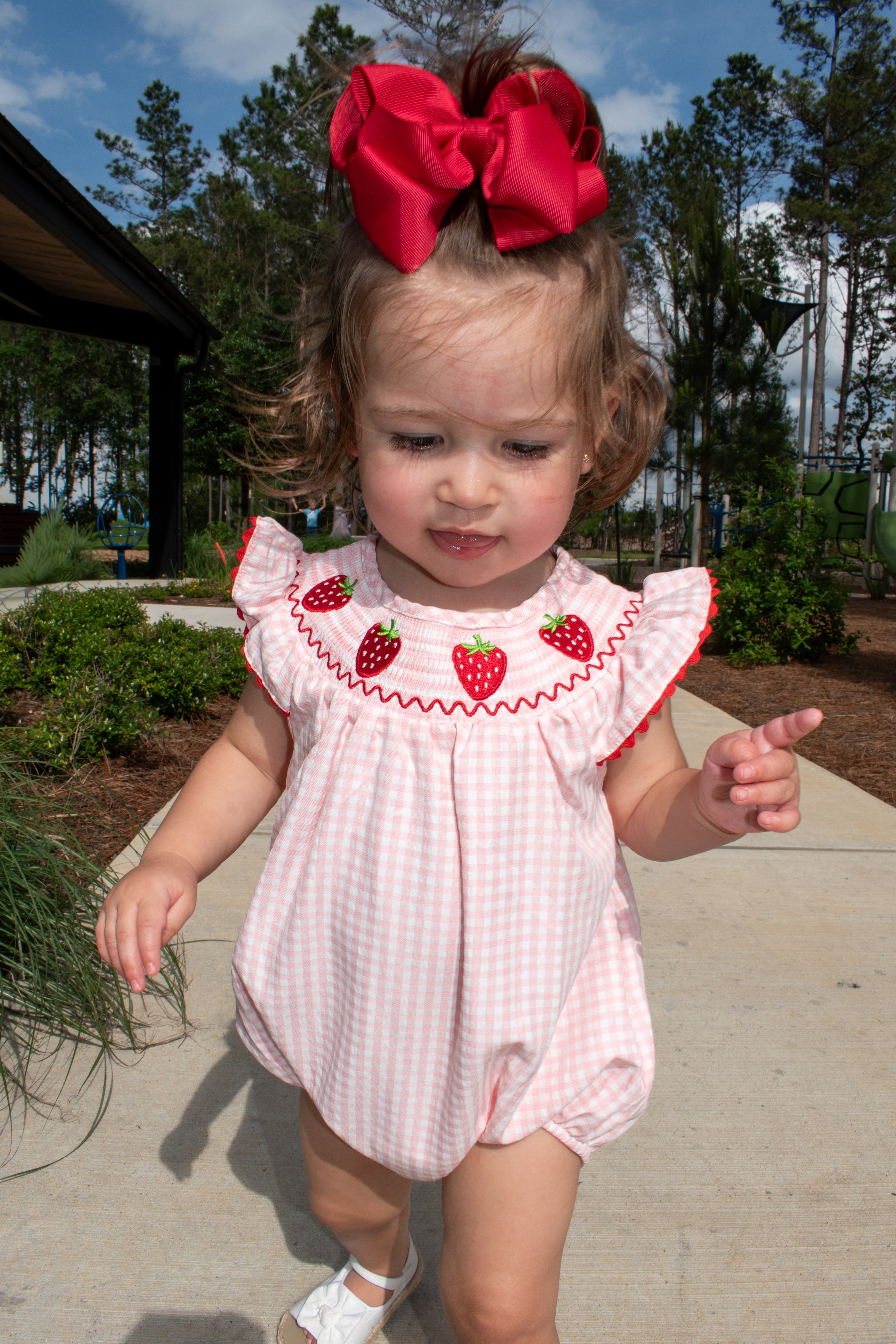 Strawberry Plaid Smocked