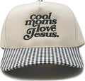 Two Tone Cap: Cool Moms Love Jesus - Gingham Beige/Black