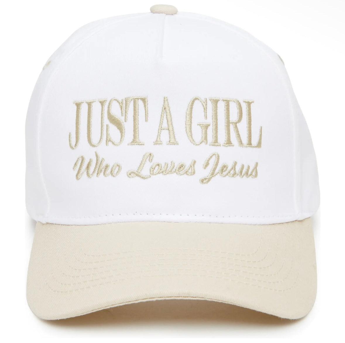 Two Tone Cap - Just A Girl Who Loves
Jesus - Beige/White