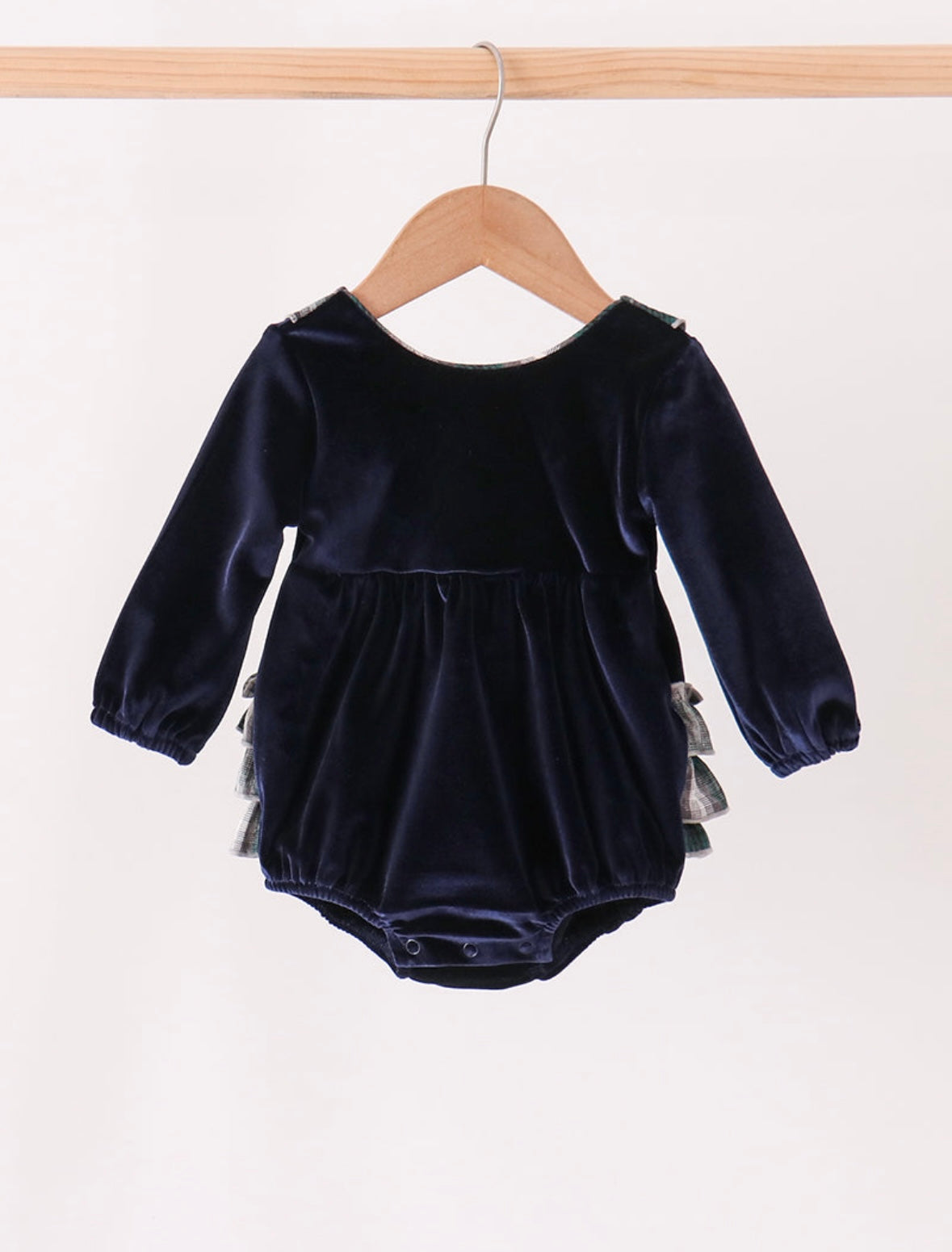 Navy Plaid Ruffle Bubble