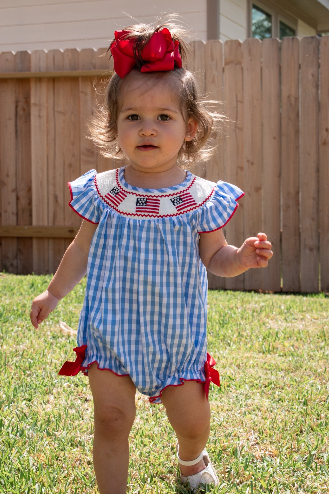 USA Flag Smocked Romper